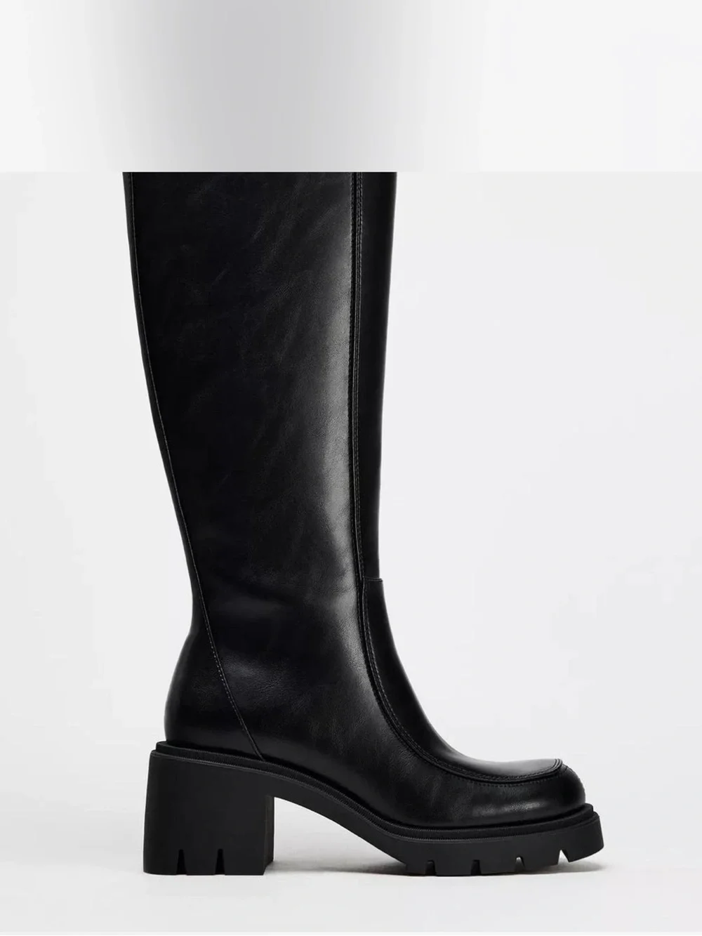 Zara Black Over-The-Knee Chunky-Heel Boots